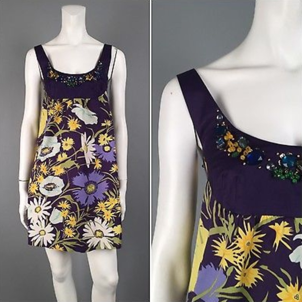 Rebecca Taylor Jeweled Rhinestone Floral Dress